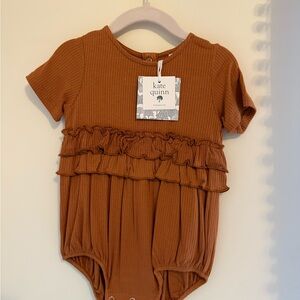Kate Quinn Tan Ruffle Kids Bodysuit